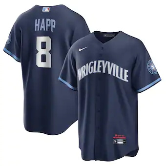 mens nike ian happ navy chicago cubs city connect replica p